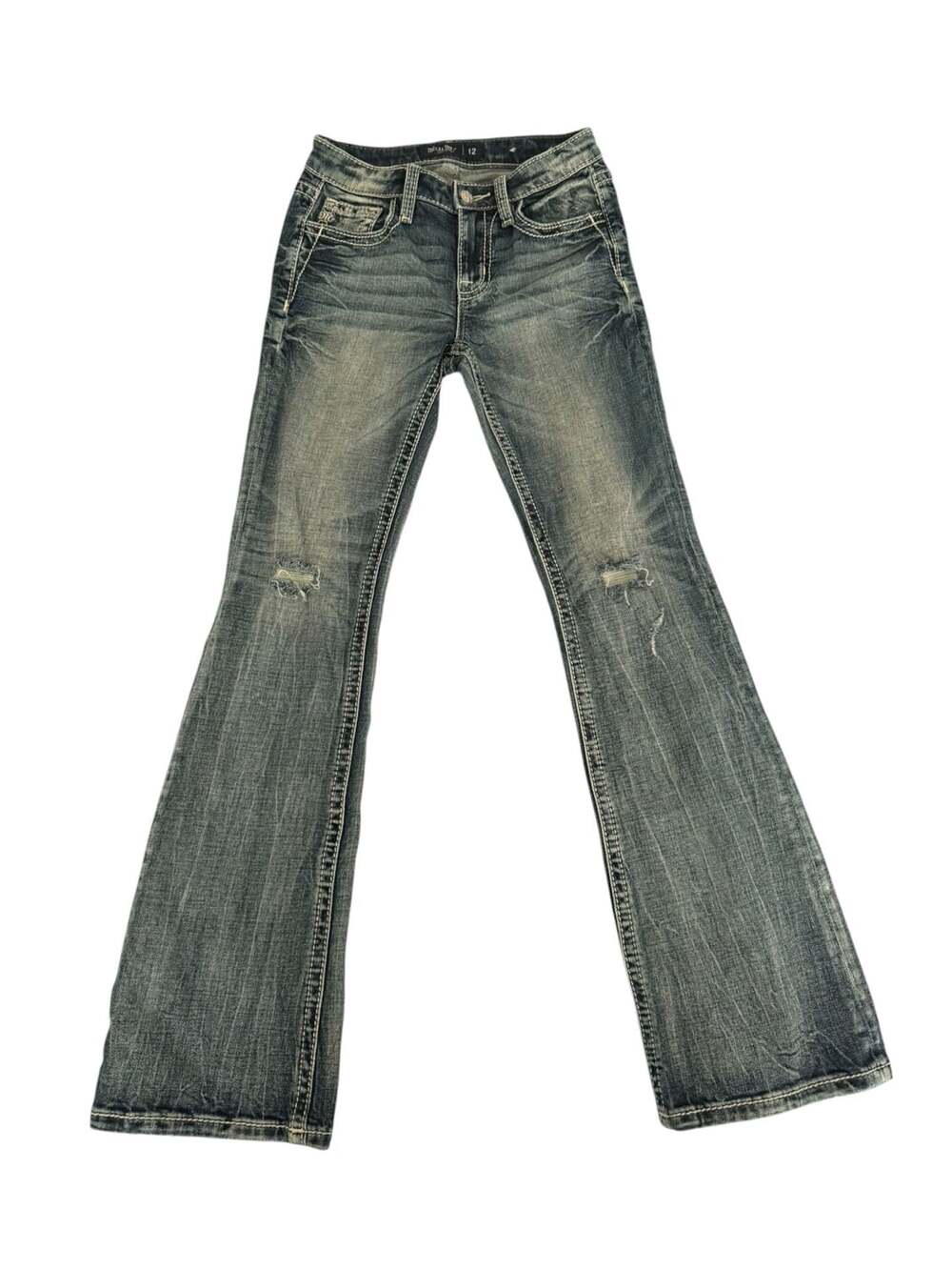 Miss Me Youth Flared Distressed Denim Jeans Size 12